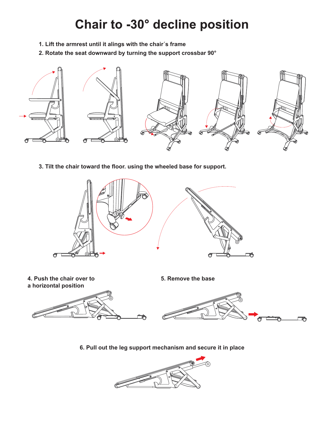 Chair to minus 30 degree decline